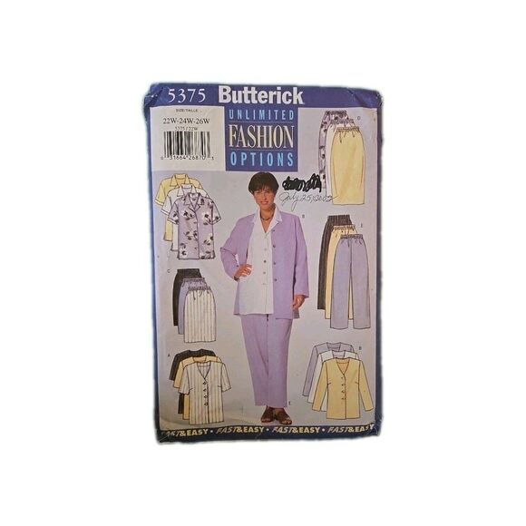 Butterick Unlimited Fashion Options 5375 22W-26W Pre-owned Cut Patterns Sewing - Picture 1 of 2
